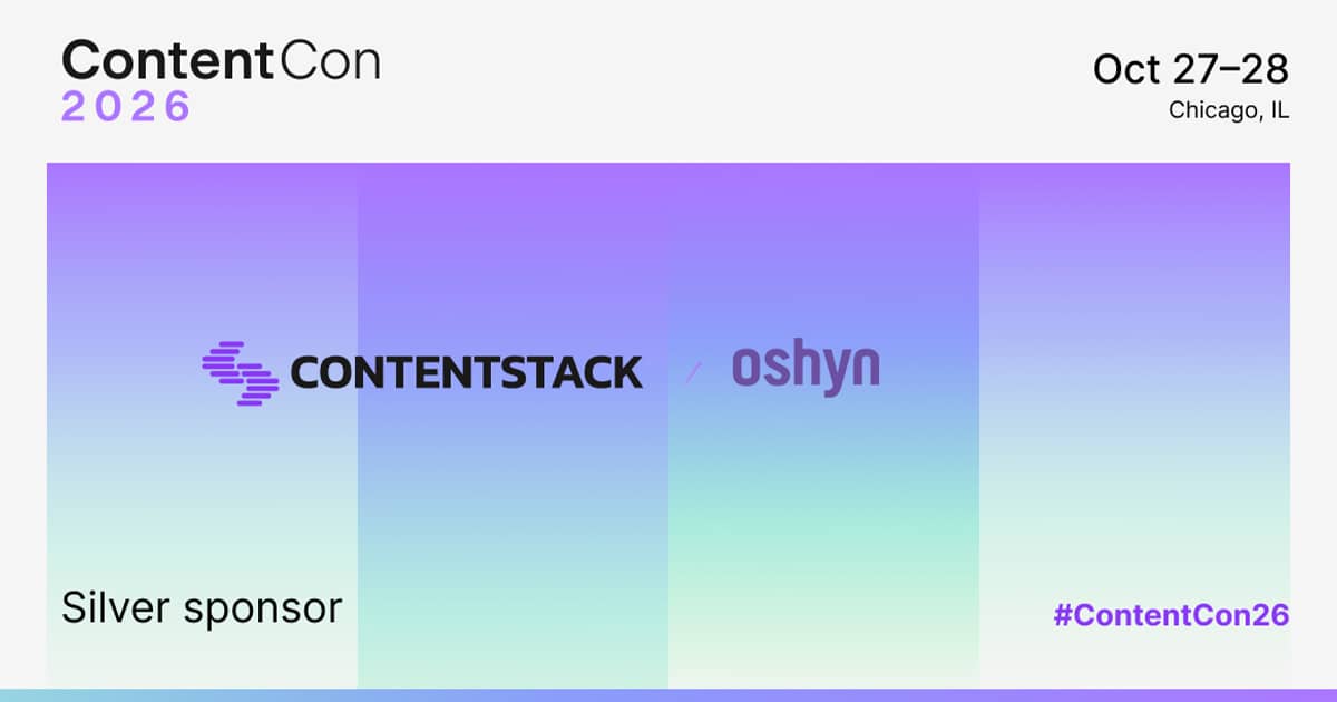 Oshyn is a Silver sponsor at Contentstack's Contentcon 2026